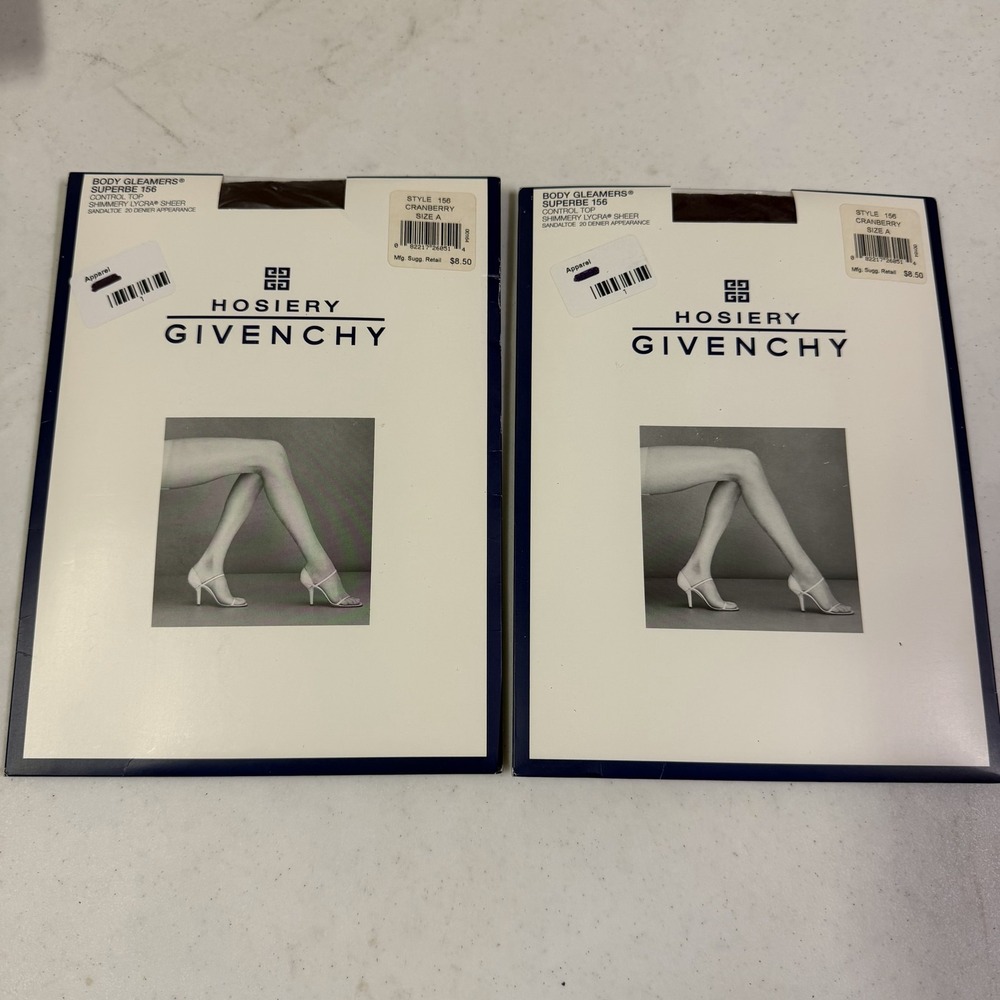 2pc NEW Givenchy Body Gleamers Superbe 156 Cranberry Control Top Pantyhose Sz A